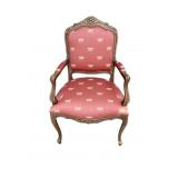 TURNED LEG WOOD DRAGONFLY PATTERN CARVED BACK