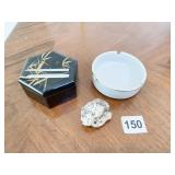 BAMBOO DESIGN PLASTIC TRINKET BOX AND STONE, PLUS