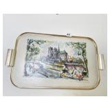 DOUBLE HANDLE TRAY PARIS SIGNED GIRARD LOWER LEFT