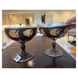 HAND CARVED FISH MOTIF PEDESTAL DISH W/ METAL