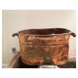 COPPER BOILER DOUBLE HANDLES WOOD SOME DENTS