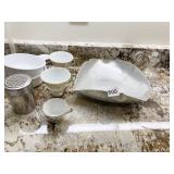 ALUMINUM SERVING DISH, CUPS, SHAKER