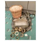 HEAVY METAL LIDDED TRINKET BOX, NAPKIN RINGS,