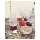 RUBY BASE BRANDY AND CORDIAL GLASSES GROUP OF 5 2