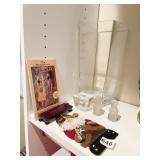 GOEBEL FROSTED 4" FIGURES, GLASS JAR, YOGA BOOK,