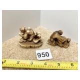 2 EROTIC NETSUKE FIGURINE 2.5" L X 1.5" H ONE HAS