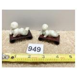 VINTAGE CHINESE WHITE CAR STONE FIGURES, 1.75