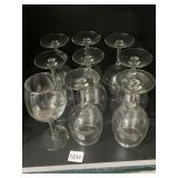 9 WINE GLASSES