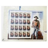 JOHN WAYNE SHEET OF 37 CENT POSTAGE STAMPS