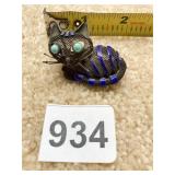 CHINA BROOCH VINTAGE CAT WITH TURQUOISE EYES AND