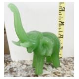 GREEN ELEPHANT W/ TRUNK UP 5.5" H