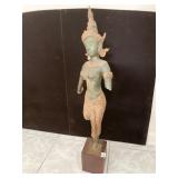 THAI VINTAGE BRONZE GILT DANCING LADY DEITY