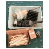 CANDLES, DUSTER, PLUNGER, CIGAR BOX