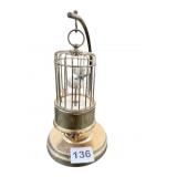 MECHANICAL ALARM BRASS ORBITAL BIRD CAGE CLOCK W/