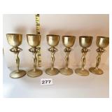 BRASS NUDE GIRL SHOT GLASSES FOUR- AND 3.25" H 6