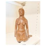 CLAY NUDE SEATED WOMAN 12.5" H MISSING ONE HAND
