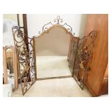 METAL FRAME W/ RAISED FLOWER DESIGN MIRROR W/