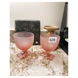 SPLIT FISHTAIL FOOTED CUPS TWO OF THEM, MARBLE