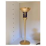 BOHEMIAN GLASS 10" H HAND PAINTED COBALT BLUE