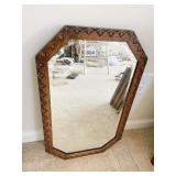 OAK CARVED AND BEVELED GLASS 24.5" X 15" ACCENT