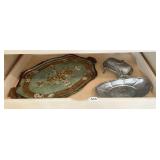 DECORATIVE TRAY, COVER BUTTER FOOTED, OVAL TRAY