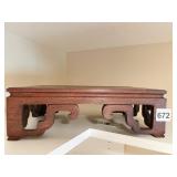 ORNATE SQUARE WOOD STAND FOR FIGURINE