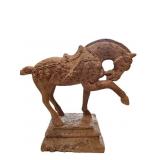 EQUESTRIAN CLAY STATUE 11" H X 13" W