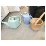 WATERING CANS AND PLANTER