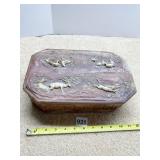 INLAY DRESSER BOX FOR ANIMALS SCENE TOP HINGE
