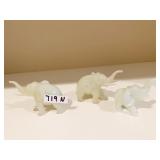 3 CARVED STONE ELEPHANTS 2" & 2.5" H
