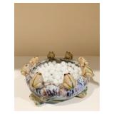 FROG DISH - 8 FROGS SITTING ON EDGE TUNED FEET 7"