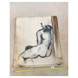 NUDE DRAWING HAS SOME ELEMENTS DAMAGE 29.5" X 26"
