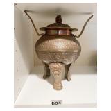 BRASS INTRICATE CARVINGS SPIRITUAL POT 10" H X 8"