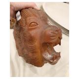 WOOD CARVED ANIMAL HEAD