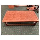 BURLED TOP COFFEE TABLE 60" L X 30" W X 16" H IN