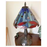 DRAGONFLY SAINED GLASS LAMP 17" H X 11" W