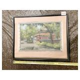 VINTAGE LINEN PICTURE OF PAGODA