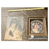 SIGNED PAINTING OF GIRL AND FRAME