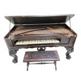 HEAVILY CARVED DURAND NY SQUARE PIANO - IVORY