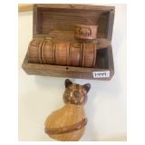 6 NAPKIN RINGS W/ CARVED ELEPHANTS IN WOOD CASE