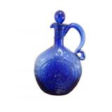 BLOWN GLASS BLUE APPLIED HANDLE 9.5" H COBALT -