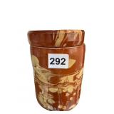 GLAZED POTTERY JAR 7 INCHES HIGH X 4 1/2 INCH