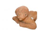 CHILD CRAWLING CLAY SCULPTURE 22" L X 9" H