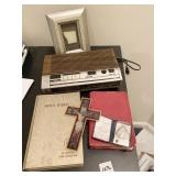 GE CLOCK RADIO, HOLY BIBLES, ETC.