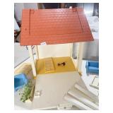 DOLL HOUSE WITH PLASTIC FURNITURE, TABLE MISSING