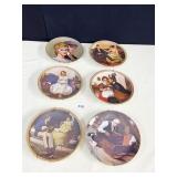 6 NORMAN ROCKWELL PLATES W/ HANGERS