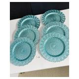 GLASS SERVING DISHES 13"D, PEACOCK LOOK 6