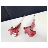 CRANBERRY EPERGNE VASES