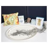 METAL TRAY 20" X 15", WALL DECORE, PILLOW