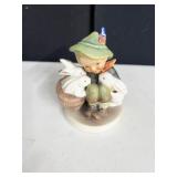 GOEBEL BOY WITH BUNNIES, FEATHER FIXED ON TOP OF